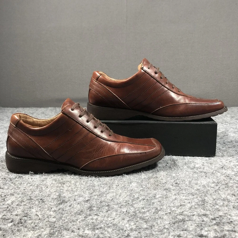 Stacy Adams Derby Dress Shoes Mens 8.5 Brown Leather Square Toe 53303-200